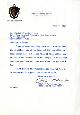 Letter from Chester Dolan to Daniel F. Clancy
