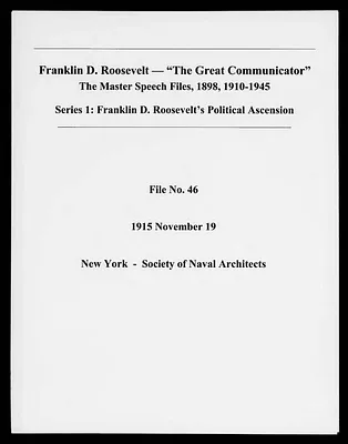 New York - Society of Naval Architects (Speech File 46) of November 19, 1915