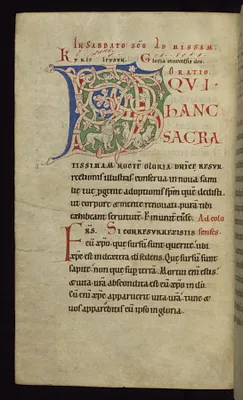 Monogram with a lion breathing on two cubs