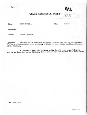 Cross Reference Memorandum