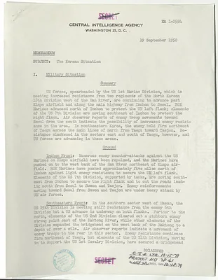 Memorandum from R. H. Hillenkoetter, Korean Situation