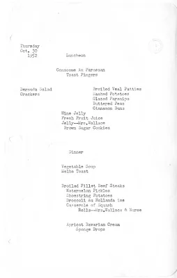 White House Luncheon and Dinner Menu