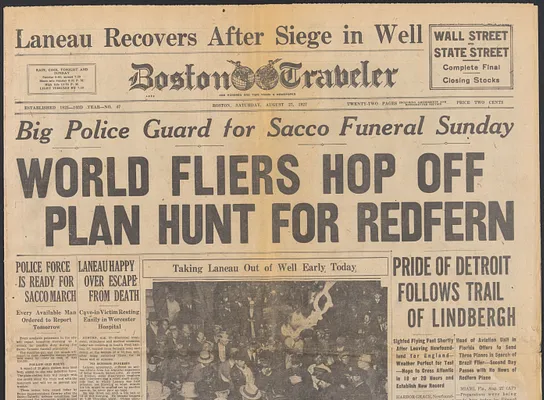 Sacco-Vanzetti Case Records, 1920-1928. Printed Materials. The Boston Traveler, August 27, 1927. Box 42, Folder 5, Harvard Law School Library, Historical & Special Collections