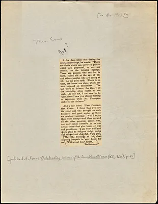 Bartolomeo Vanzetti printed letter to Elizabeth Glendower Evans, [Charlestown, November 1923?]