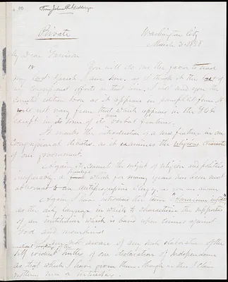 Letter from Joshua Reed Giddings, Washington City, [D.C.], to William Lloyd Garrison, March 3, 1858