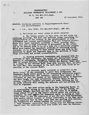 Report on Political Activity in Regierungsbezirk Oberund Mittelfranken