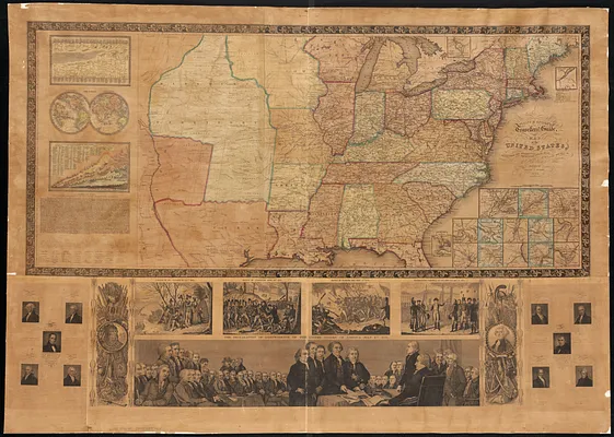 Phelps & Ensign's travellers' guide, and map of the United States, containing the roads, distances, steam boat and canal routes &c