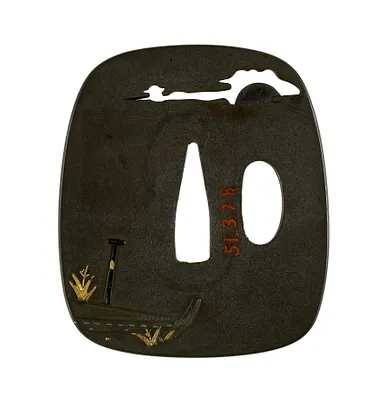 Tsuba with a Cormorant Fisherman