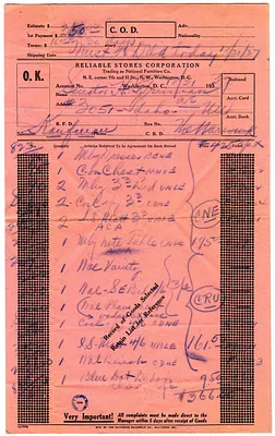 Bill from National Furniture Company to Senator Harry S. Truman