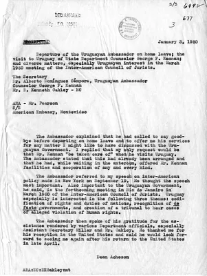 Memorandum of Conversation with Secretary of State Dean Acheson, the Ambassador of Uruguay, and Others