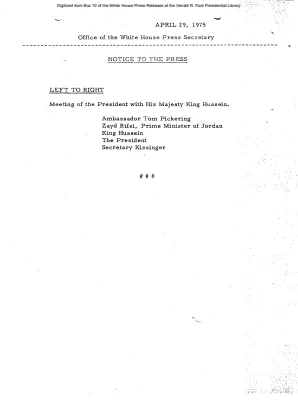 Meeting of the President with His Majesty King Hussein [Meeting Attendee List]