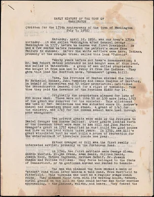 Early History of the Town of Washington