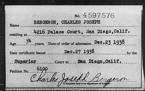 Bergeron, Charles Joseph - 1938