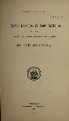 Outline lessons in housekeeping, including cooking, laundering, dairying, and nursing