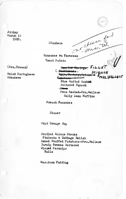 White House Luncheon and Dinner Menu