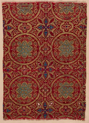 Lampas with foliate roundels