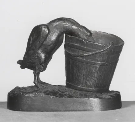Goose Drinking from a Bucket