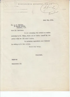 Letters Sent to A.F. McBride [Andrew F. McBride], July 9, 1926