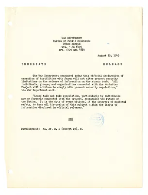 War Department Press Release