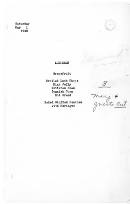 White House Luncheon Menu