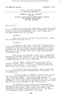 Remarks of the Vice President at the National Association of Manufacturers Luncheon in New York [Speeches by Others]
