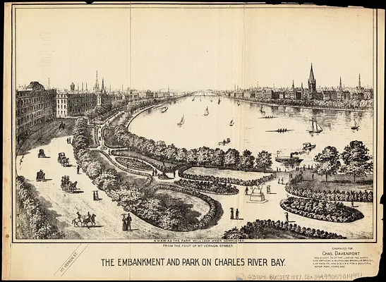 The embankment and park on Charles River Bay