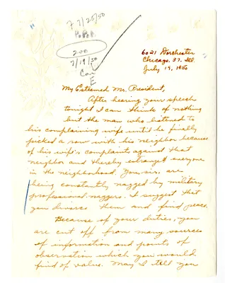 Letter from Doris Engel to President Harry S. Truman