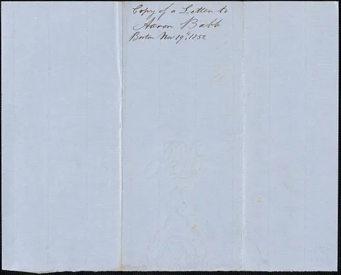 Copy of a letter from Samuel Warner to Aaron Babb, 19 November 1852