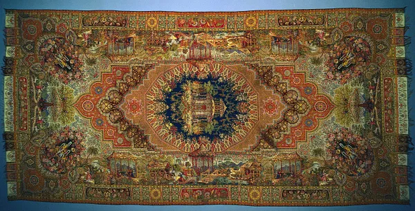 Shawl with Genre Scenes