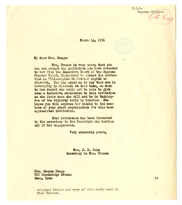 Letter from Edith Helm to Mrs. Seaman Knapp