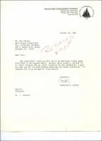 Correspondence: Letter from Catherine O. Sheer (WHOI - Research Assistant Deep Submergence Laboratory) to Mr. Paul Gerber (Walt Disney Productions, The Living Seas Pavilion).