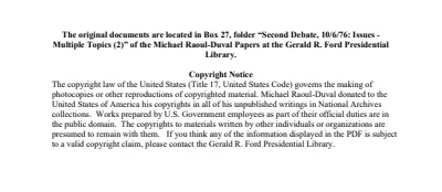 Second Debate, 10/6/76: Issues - Multiple Topics (2)