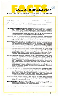 "Facts about the Marshall Plan" Newsletter