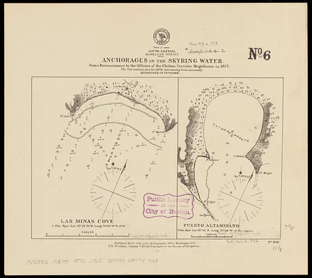 South America, Magellan Strait, anchorages in the Skyring Water