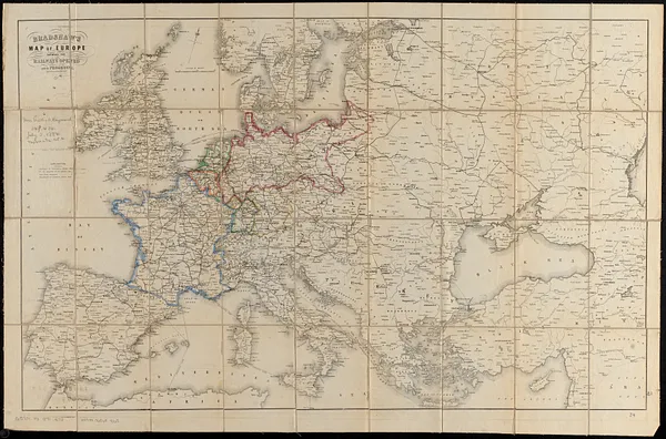 Bradshaw's map of Europe shewing the railways opened and in progress