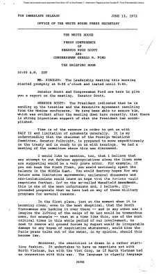 White House - Congressional Leadership Meeting, 6/13/72