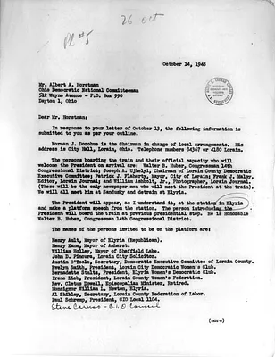 Letter from the Lorain County Democratic Executive Committee to Albert Horstman