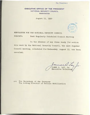 Memorandum from James S. Lay, Jr. to the National Security Council