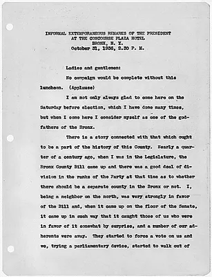 Extemporaneous remarks at the Concourse Plaza Hotel, Bronx, New York.