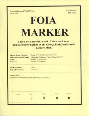 [National Communication Systems - Reports] [1 of 4] [1987]