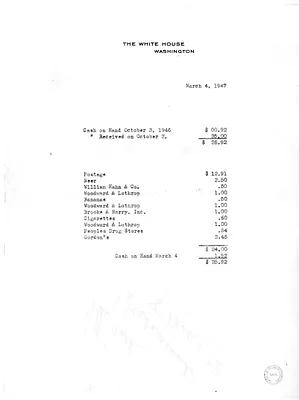 Memorandum Regarding Cash on Hand