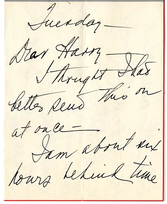 Letter from Bess W. Truman to Harry S. Truman