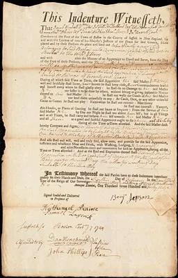 John Slowly indentured to apprentice with Benjamin Jepson of Boston, 6 February 1749