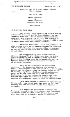 Press Conference of Henry Kissinger, Secretary of State, concerning the meeting of the President and the Prime Minister of Japan