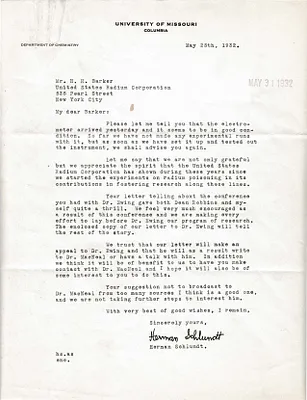 Letters Received to H.H. Barker, May 25, 1932