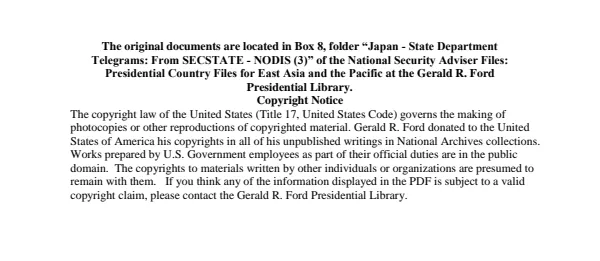 Japan - State Department Telegrams: From SECSTATE - NODIS (3)