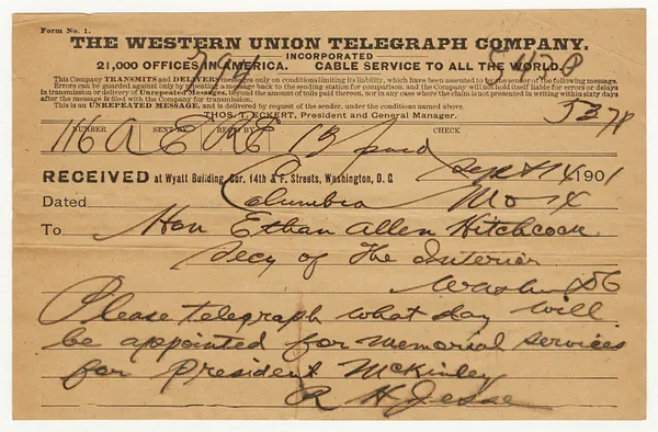 Telegram from R. H. Jesse to E. A. Hitchcock