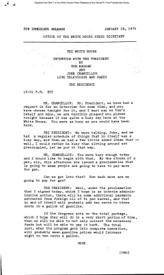 Interview with the President by Tom Brokaw and John Chancellor, Live Television and Radio [Ford Speech or Statement]