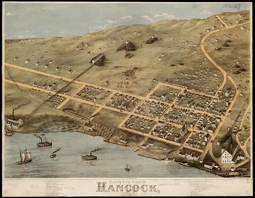 Bird's eye view of Hancock, L.S. Mich, 1873