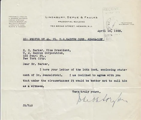 Letters Received to H.H. Barker, April 16, 1928